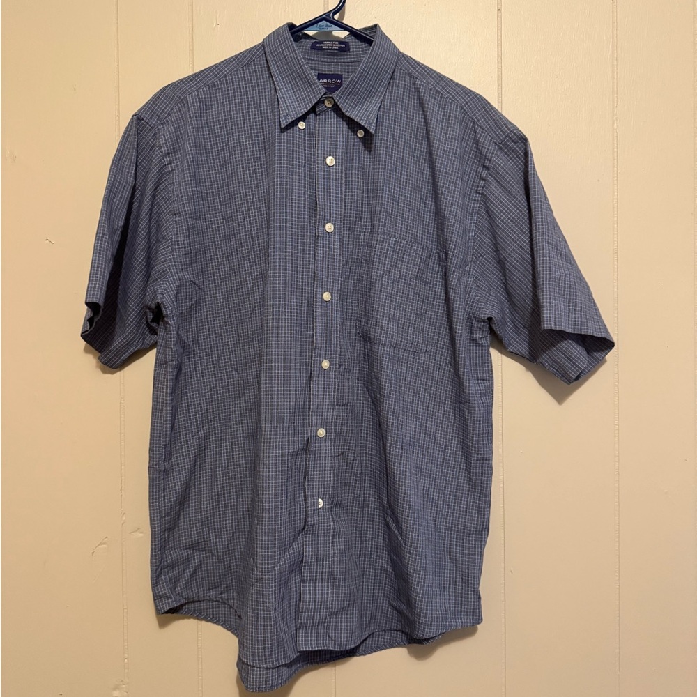 Arrow Men's Navy Plaid Short Sleeve Shirt